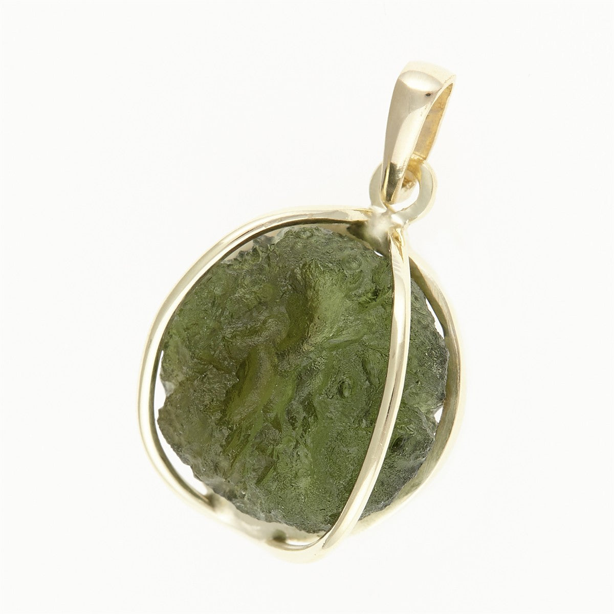 Golden pendant with a moldavite MS12532