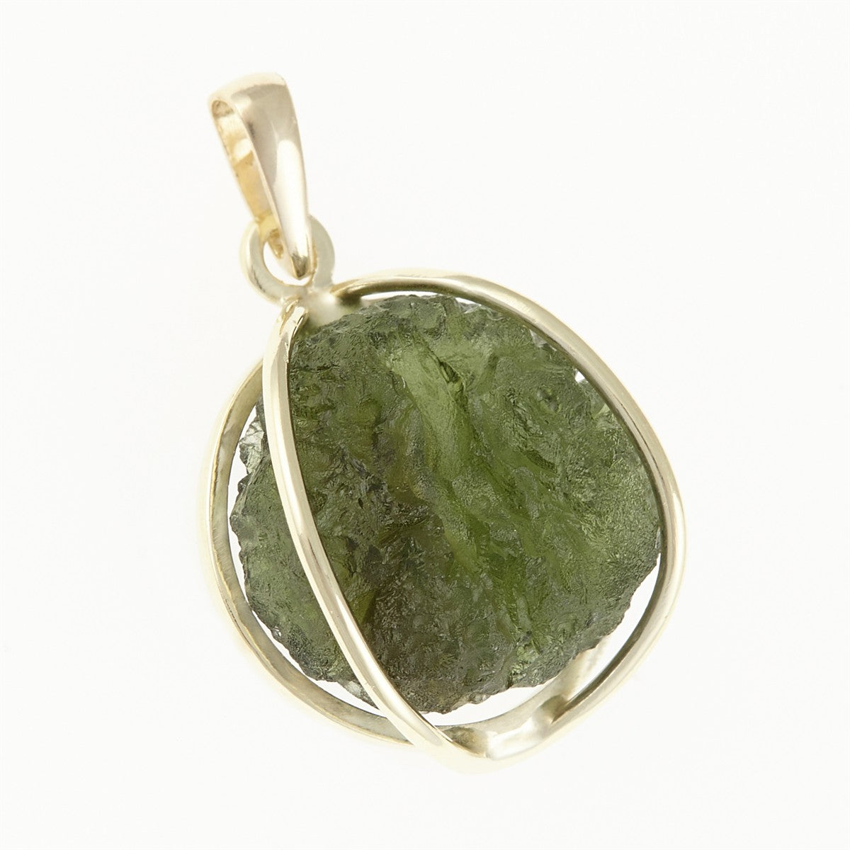 Golden pendant with a moldavite MS12532
