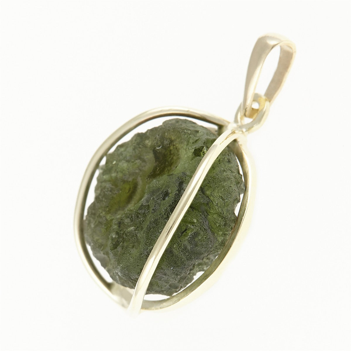 Golden pendant with a moldavite MS12532