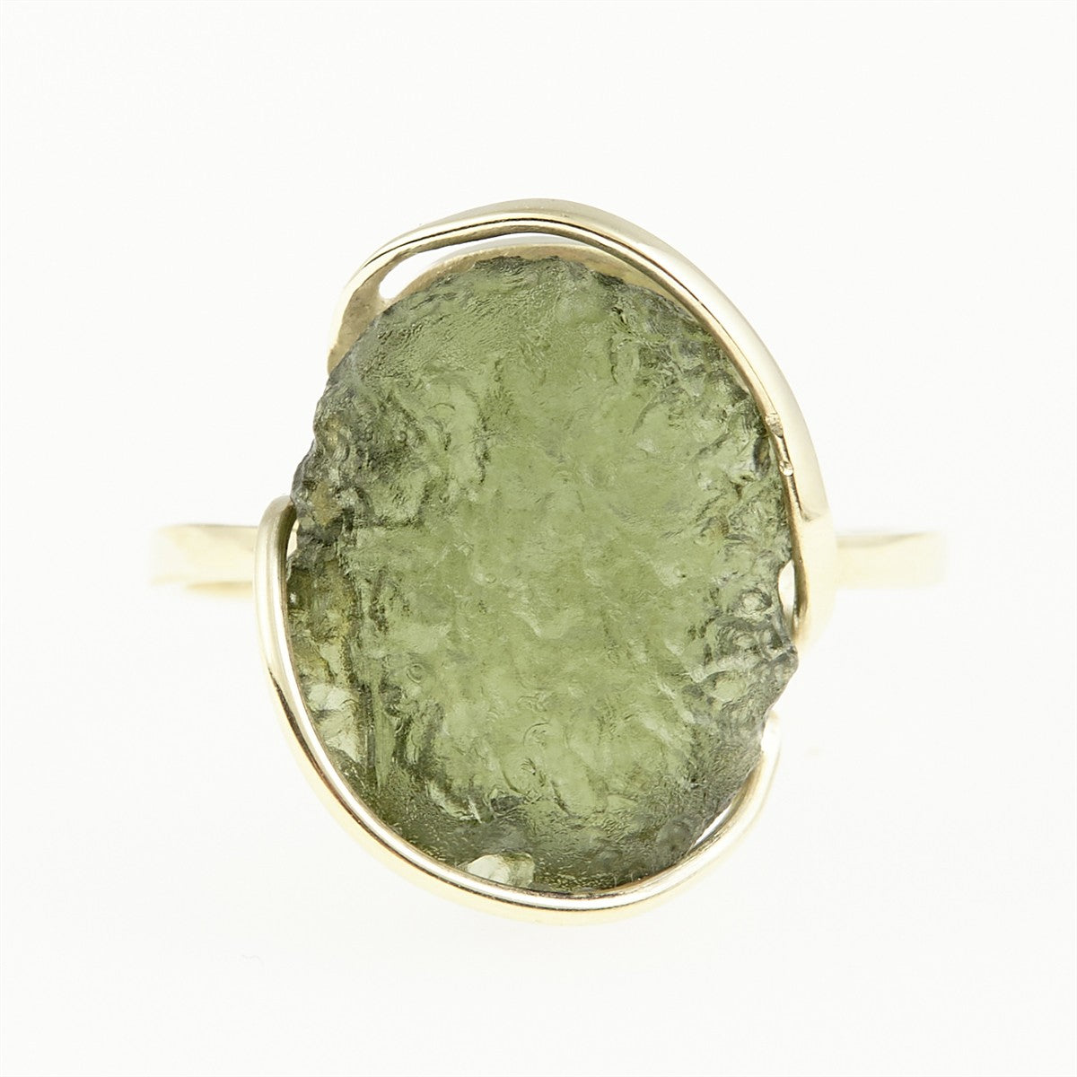 Golden ring with moldavite 12533