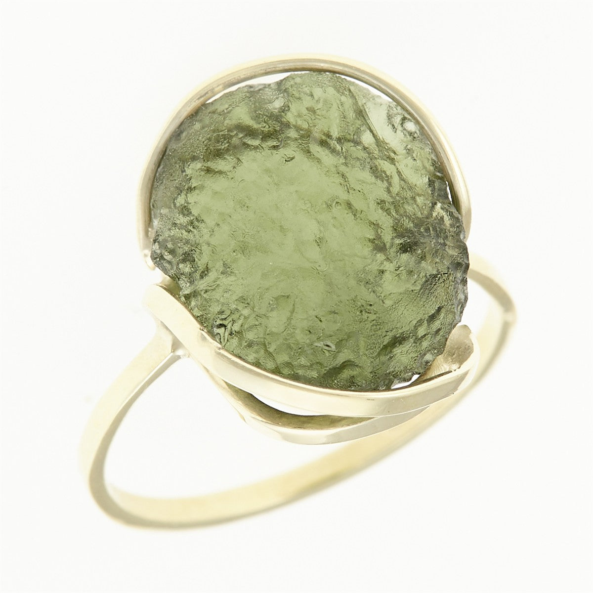 Golden ring with moldavite 12533