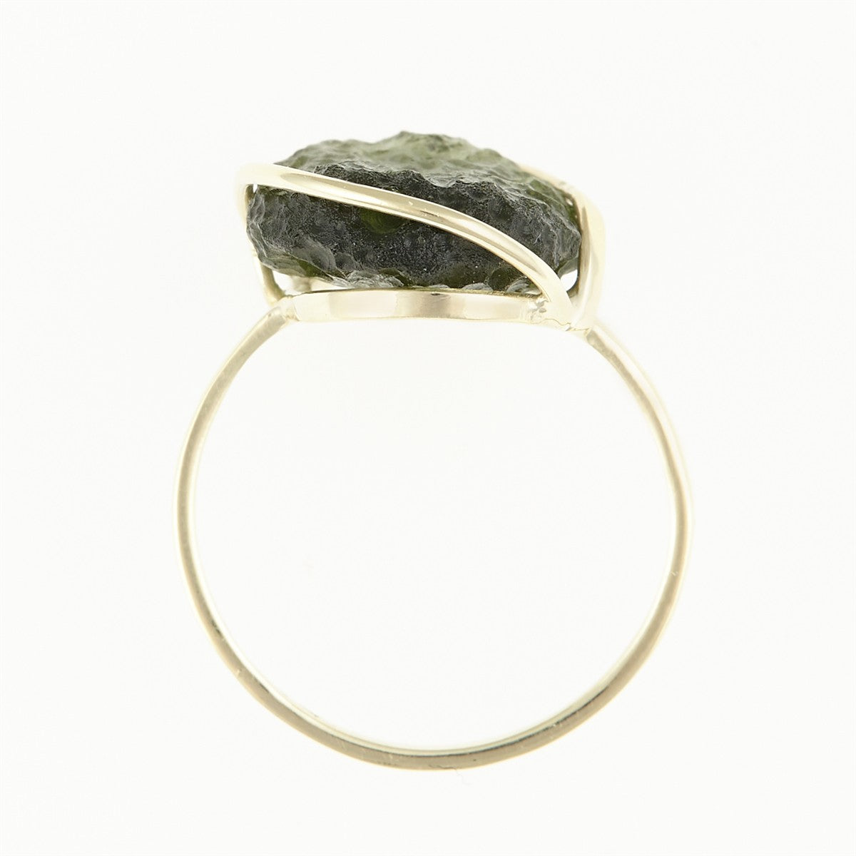 Golden ring with moldavite 12533
