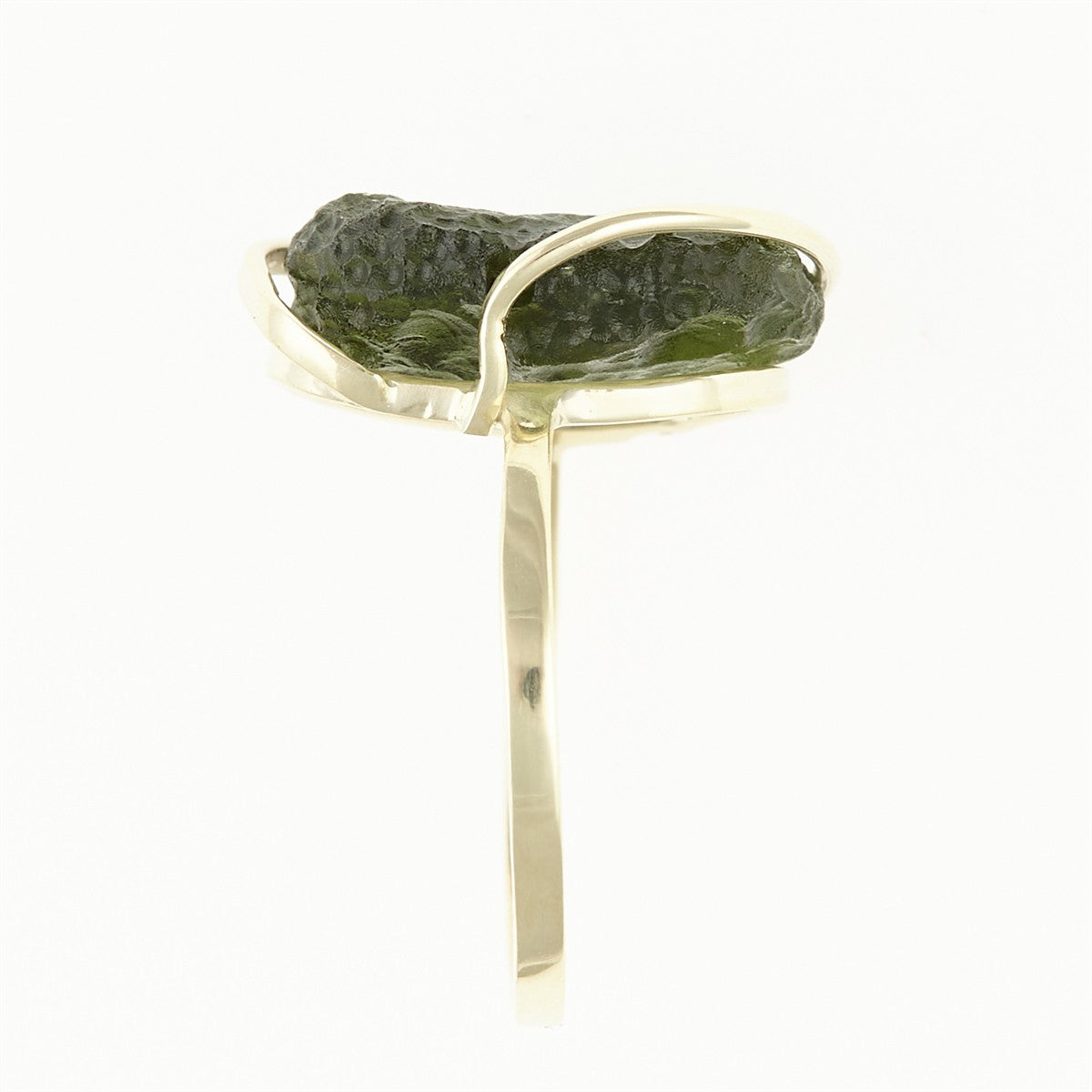 Golden ring with moldavite 12533