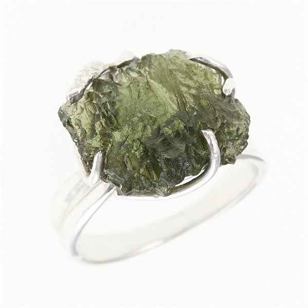 Anello in argento con pietra naturale moldavite 26-001