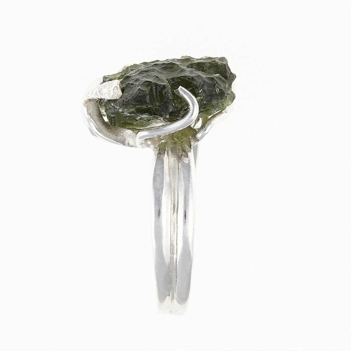 Silver ring with natural moldavite 26-001