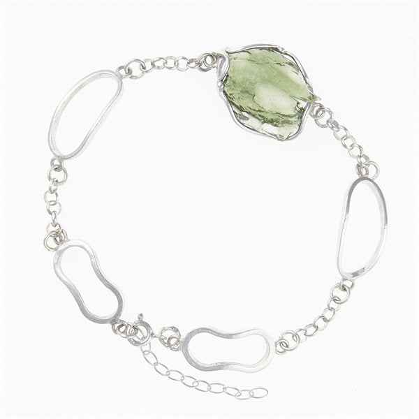 Silver bracelet with moldavite 26-017