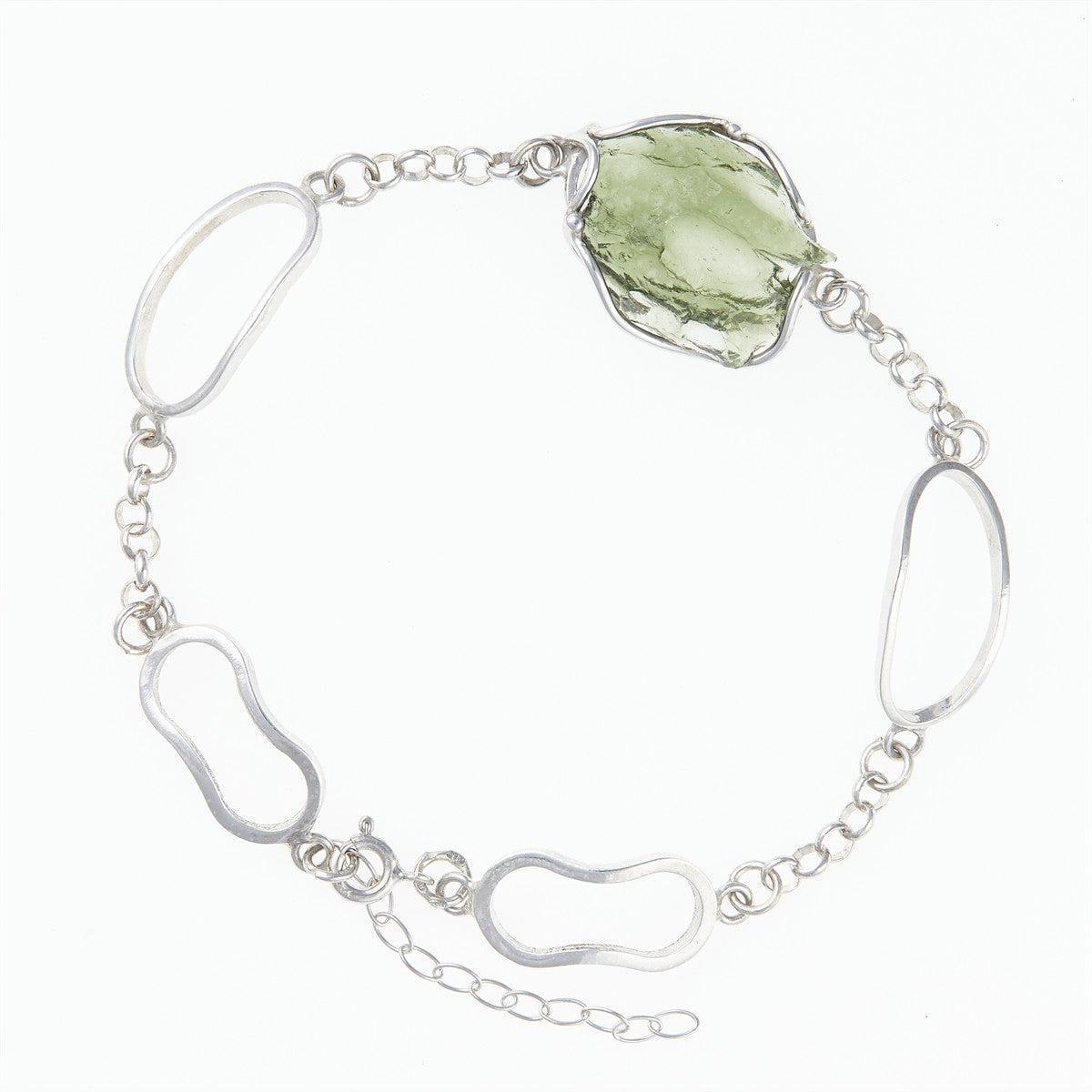 Silver bracelet with moldavite 26-017
