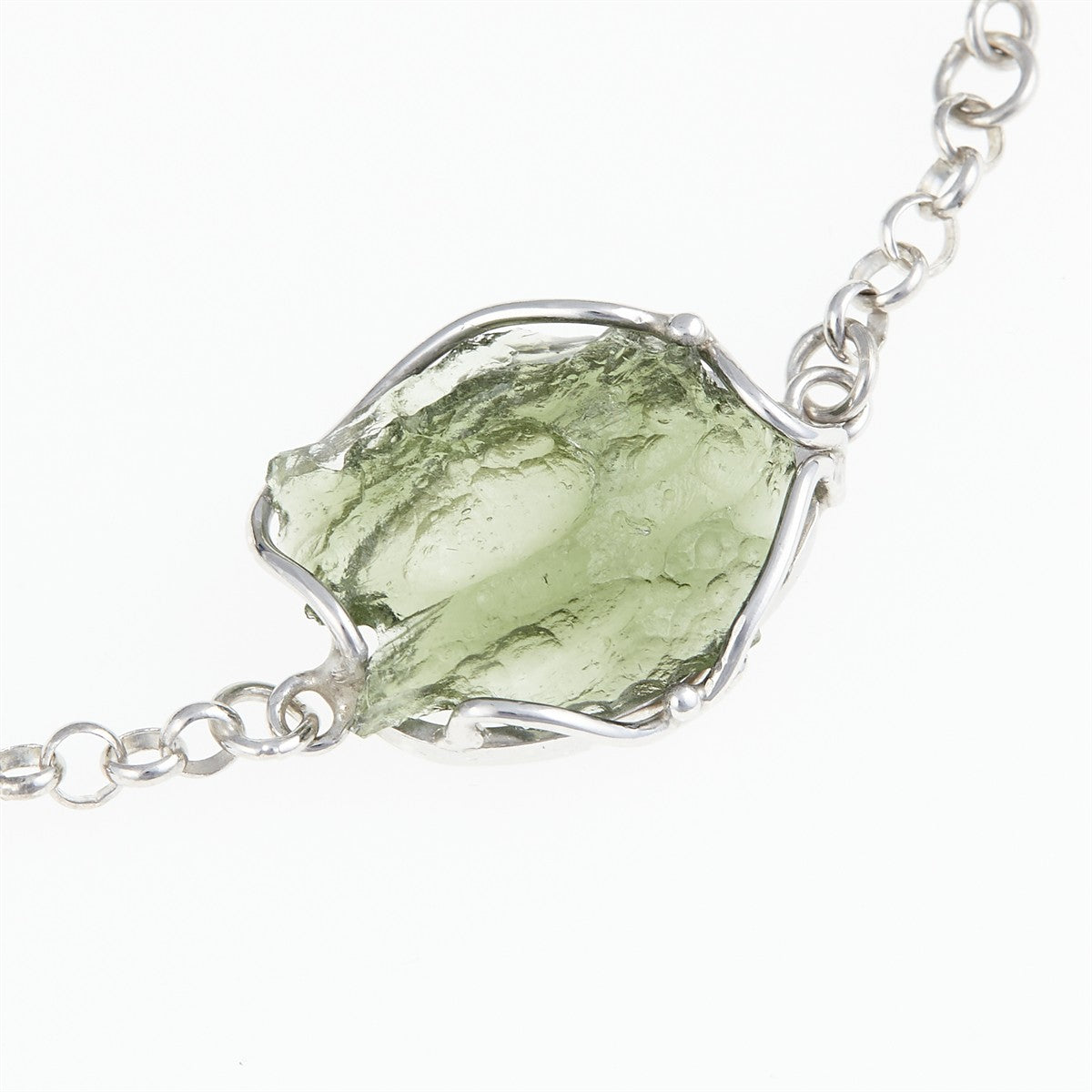 Silver bracelet with moldavite 26-017