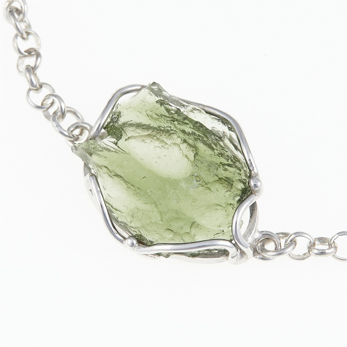 Silver bracelet with moldavite 26-017
