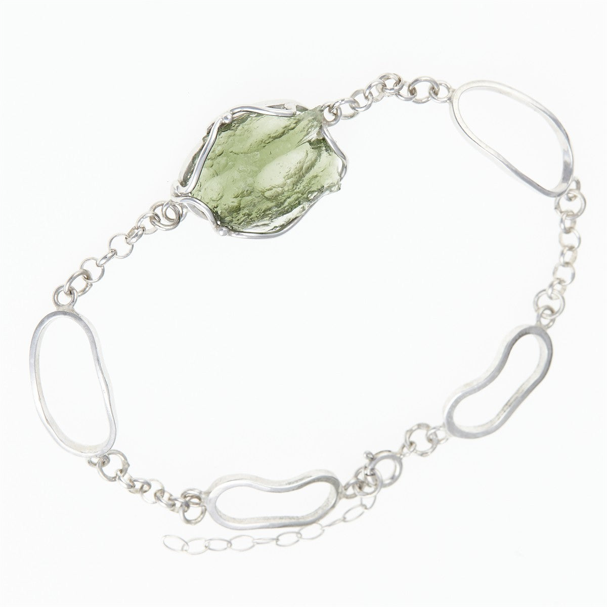 Silver bracelet with moldavite 26-017