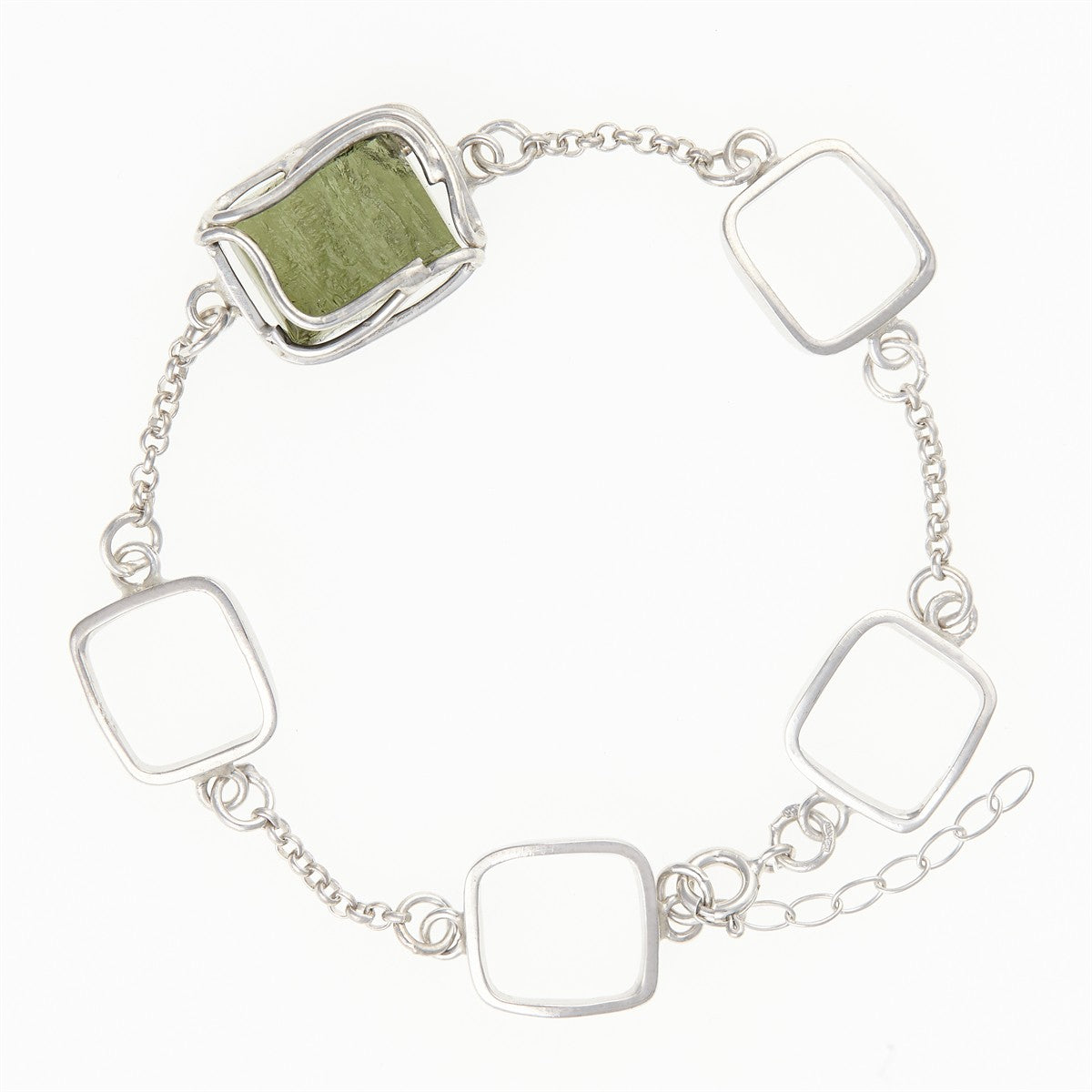 Silver bracelet with moldavite 26-060