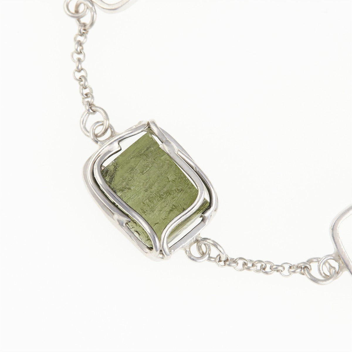 Silver bracelet with moldavite 26-060