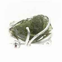 Silver brooch with moldavite 26-077