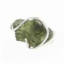 Silver brooch with moldavite 26-077