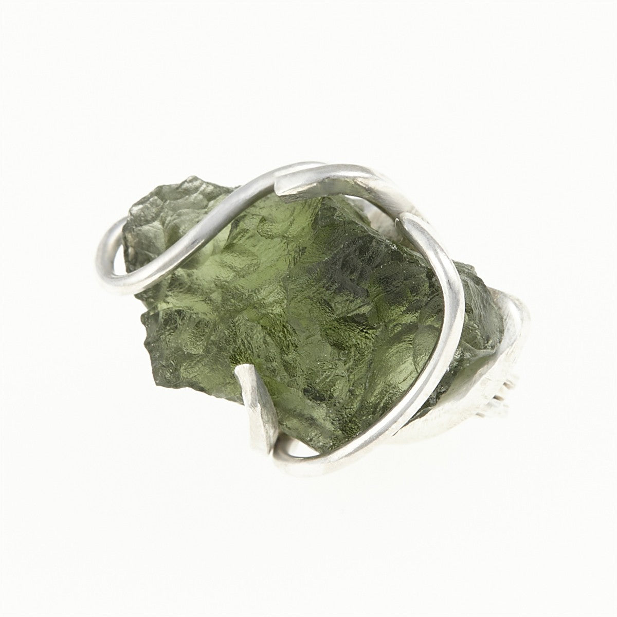 Silver brooch with moldavite 26-077