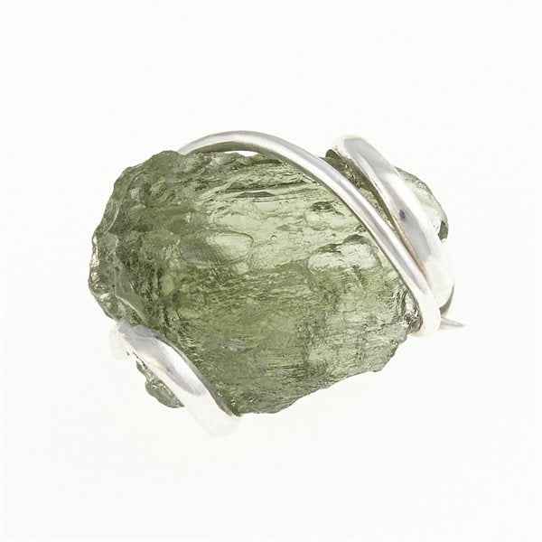 Silver brooch with moldavite 26-078