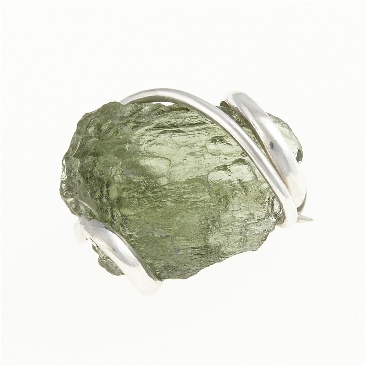 Silver brooch with moldavite 26-078