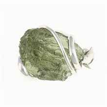 Silver brooch with moldavite 26-078