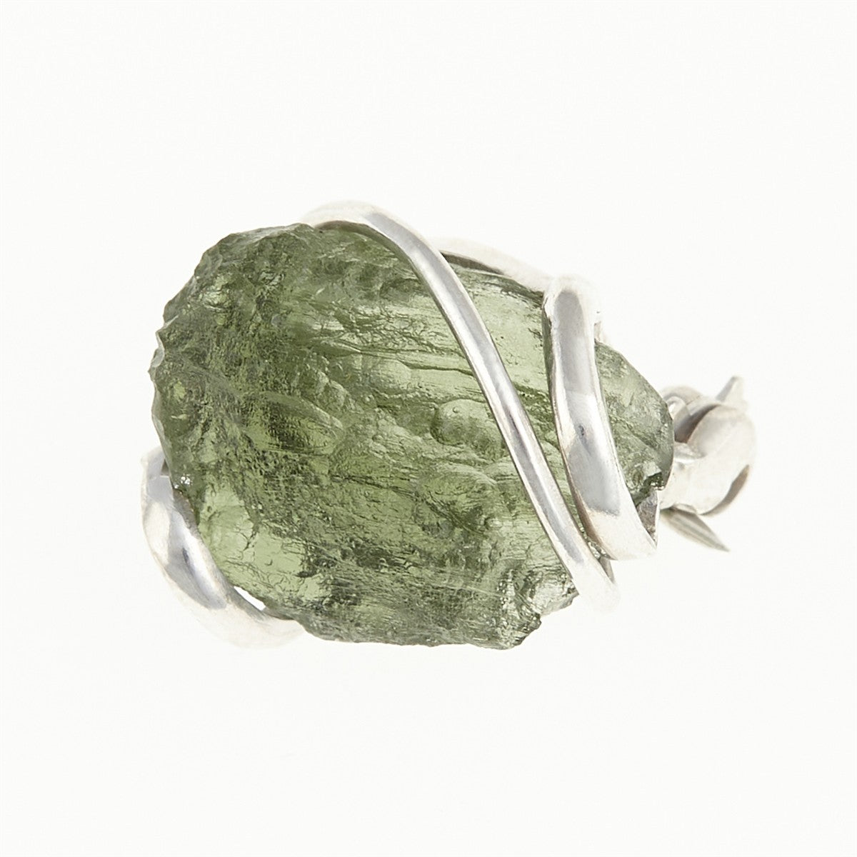 Silver brooch with moldavite 26-078