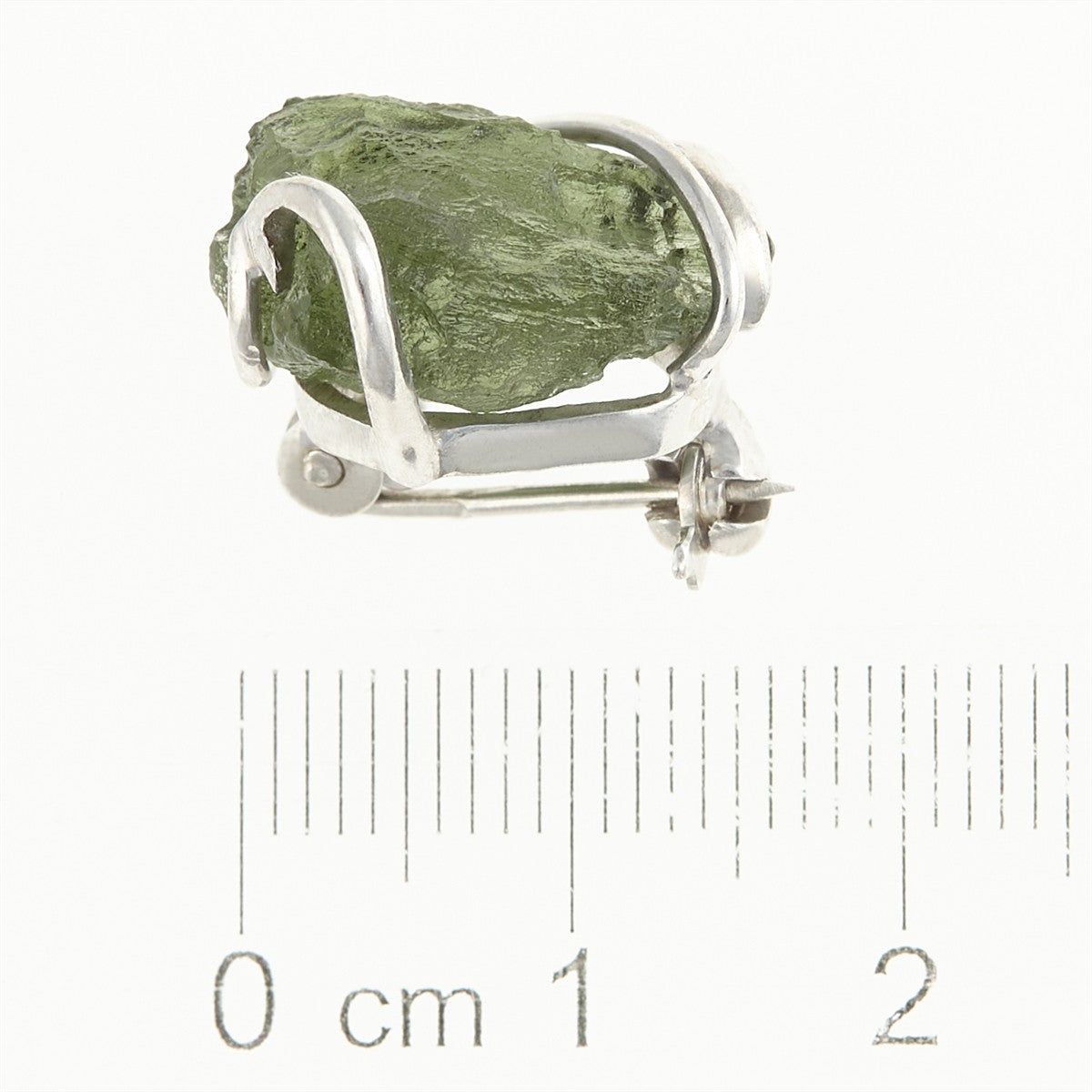 Silver brooch with moldavite 26-078