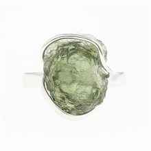 Silver ring with natural moldavite 26-079