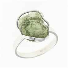 Silver ring with natural moldavite 26-079