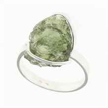 Silver ring with natural moldavite 26-079