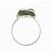 Silver ring with natural moldavite 26-079