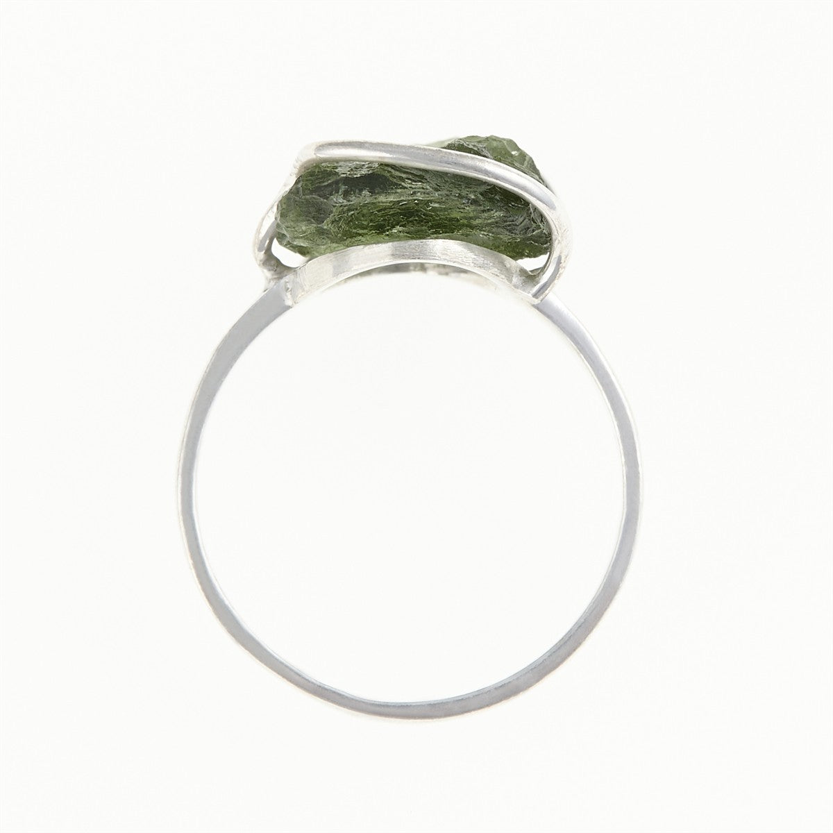 Silver ring with natural moldavite 26-079
