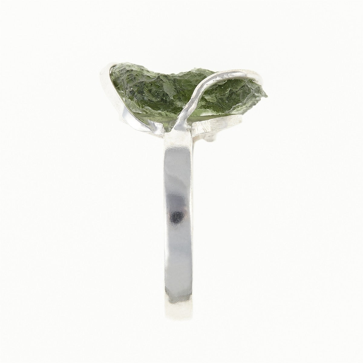 Silver ring with natural moldavite 26-079