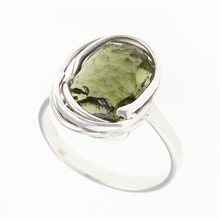 Silver ring with natural moldavite 26-080