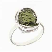 Silver ring with natural moldavite 26-080