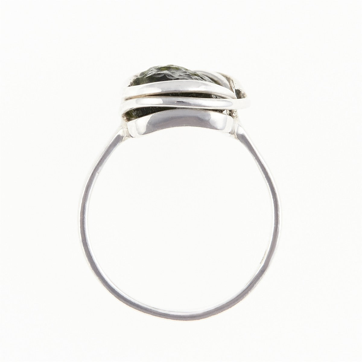 Silver ring with natural moldavite 26-080