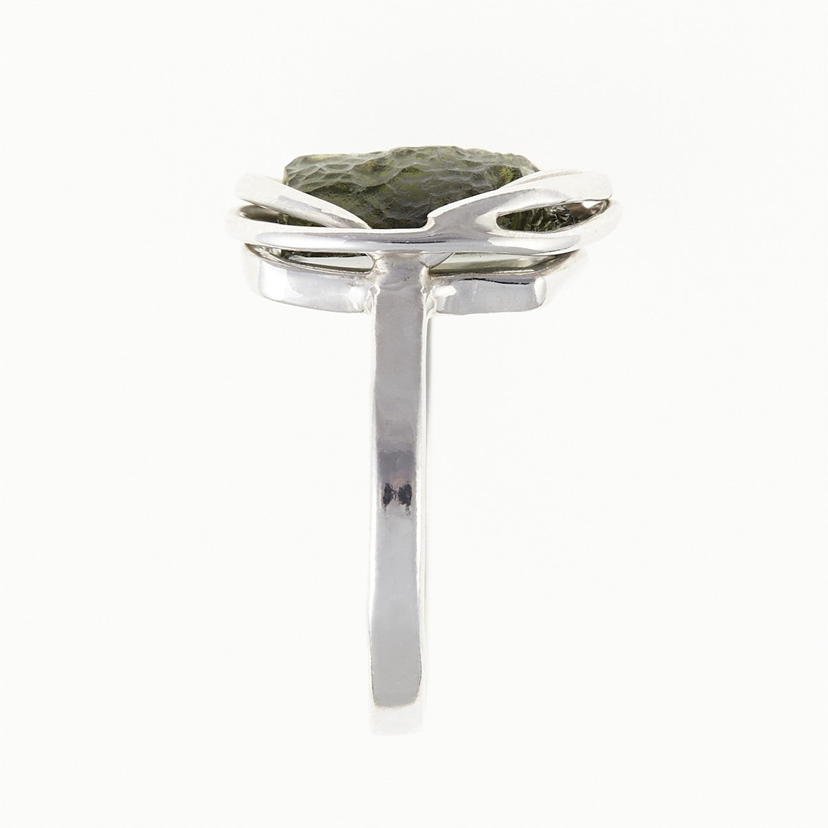 Silver ring with natural moldavite 26-080