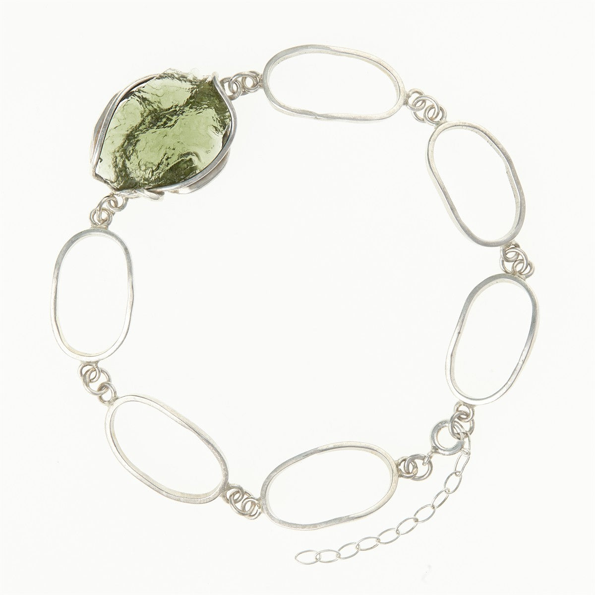 Silver bracelet with moldavite MS26-083