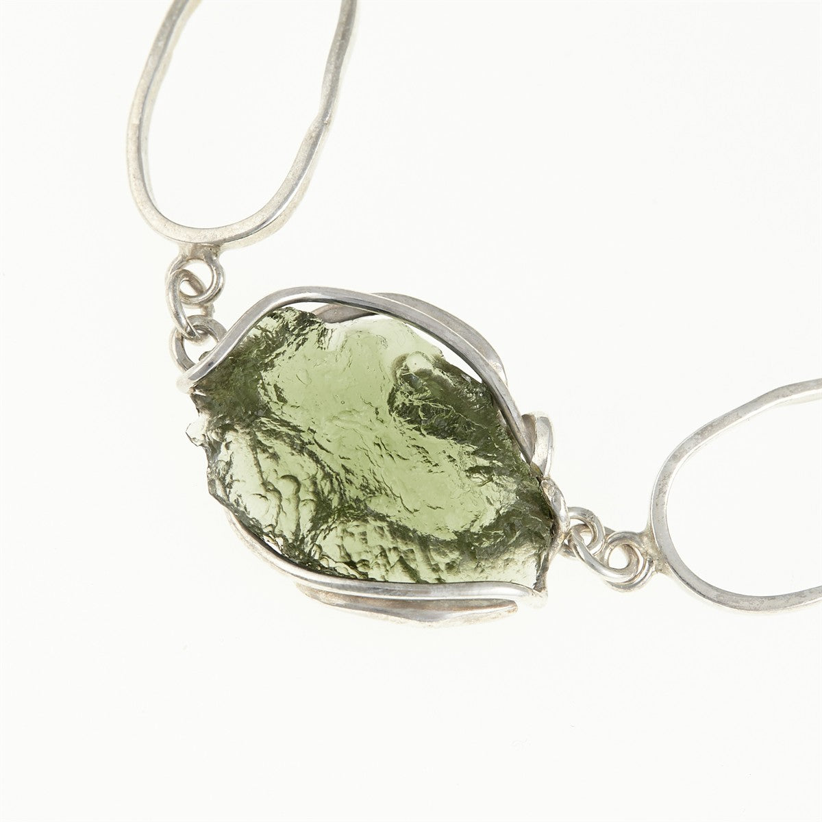 Silver bracelet with moldavite MS26-083