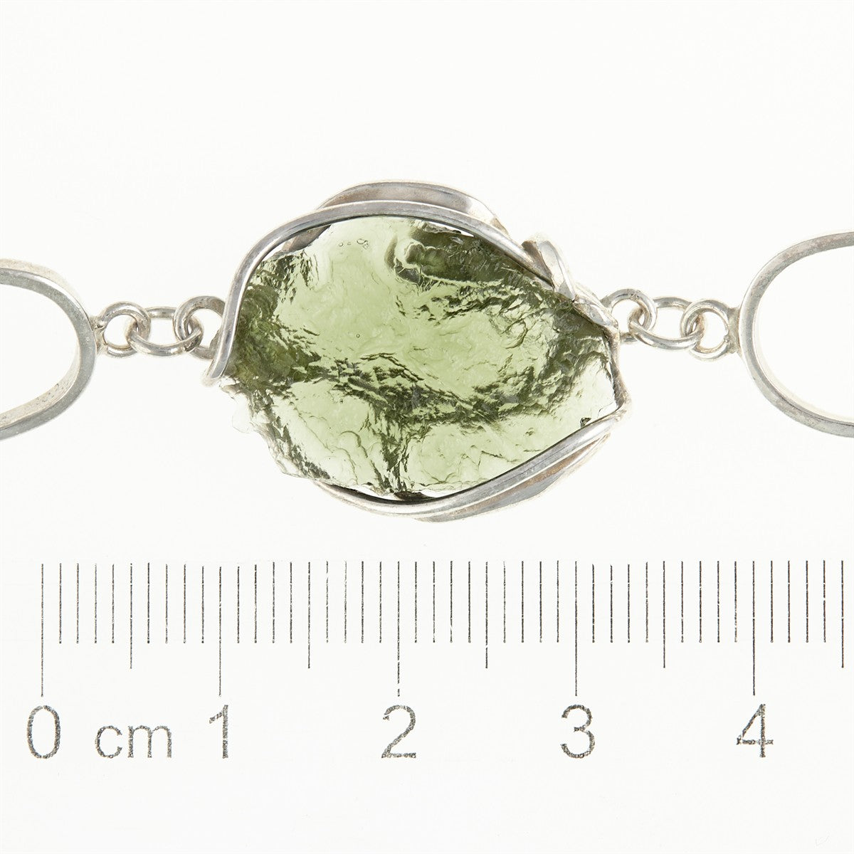 Silver bracelet with moldavite MS26-083