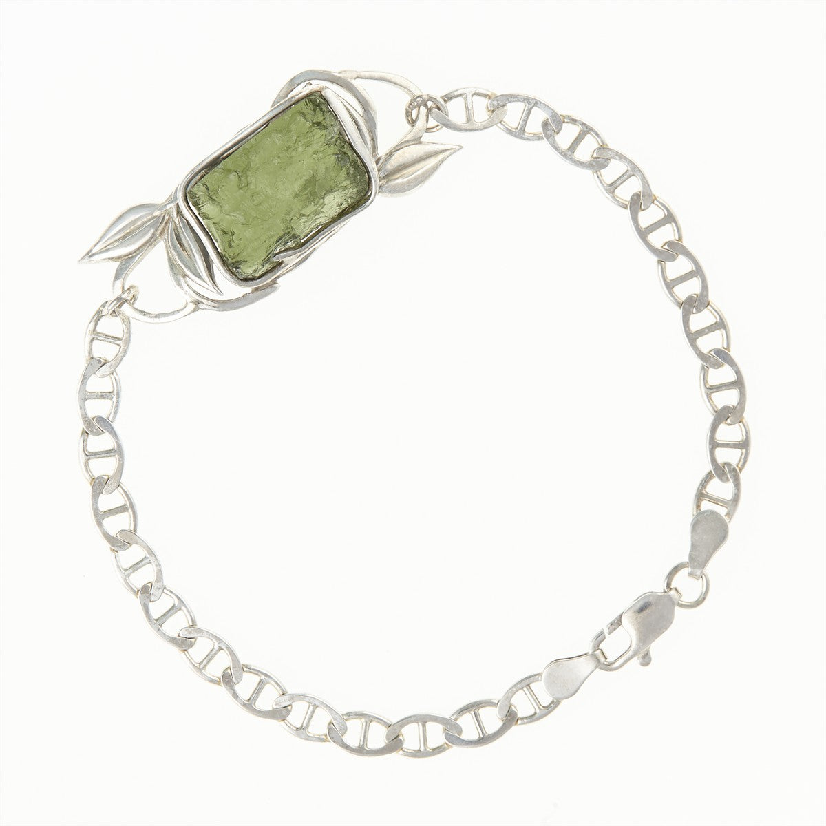Silver bracelet with moldavite MS26-085