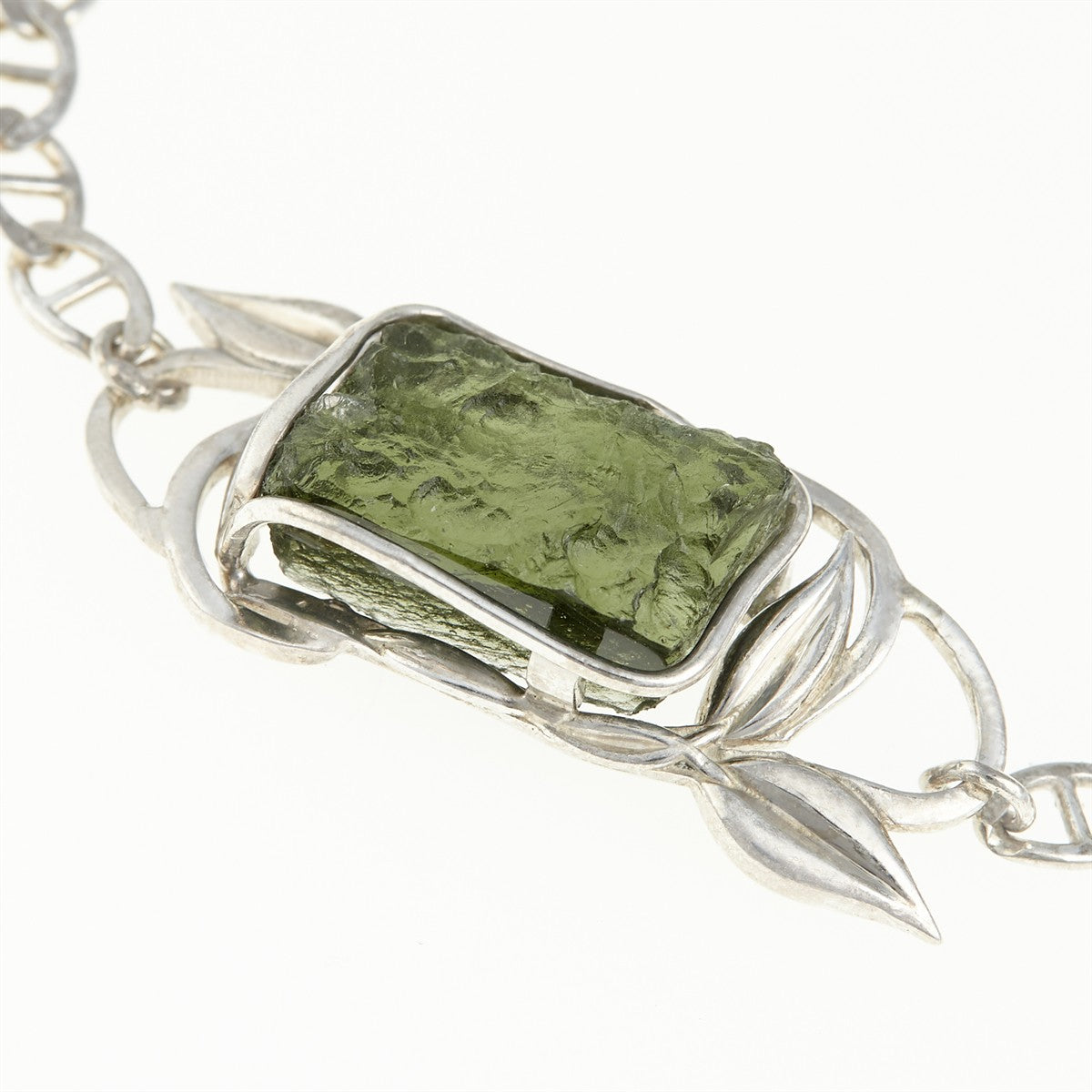 Silver bracelet with moldavite MS26-085