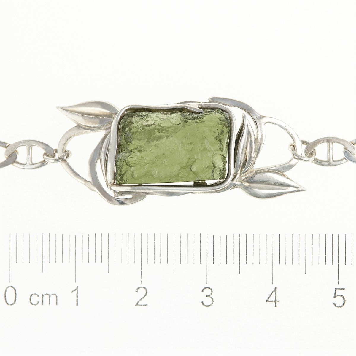 Silver bracelet with moldavite MS26-085