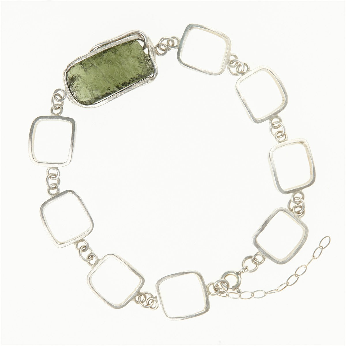 Silver bracelet with moldavite MS26-087