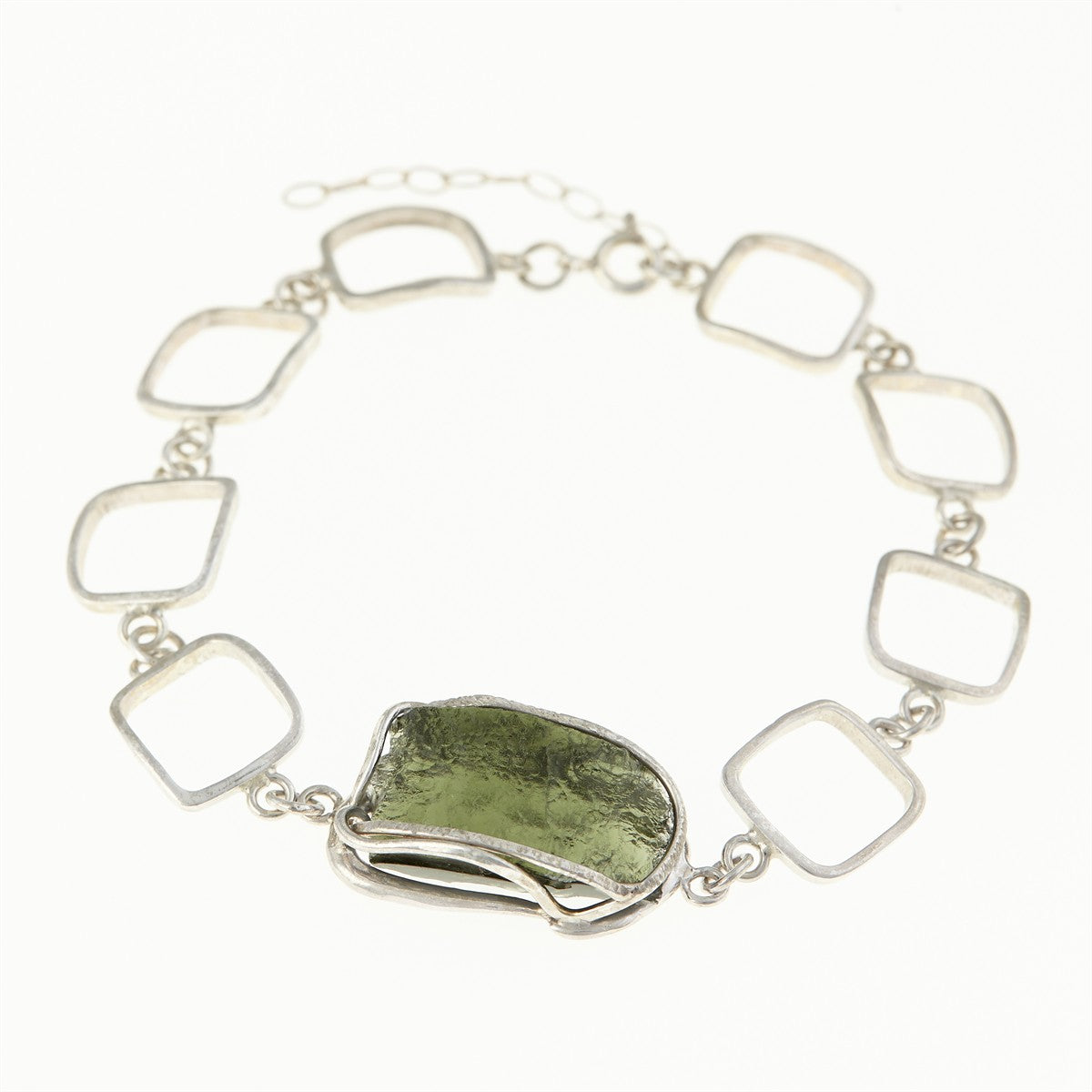 Silver bracelet with moldavite MS26-087