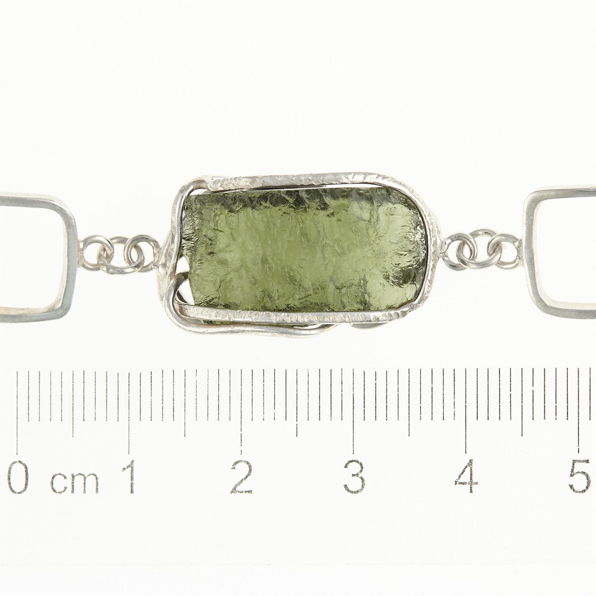 Silver bracelet with moldavite MS26-087