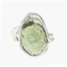 Silver ring with natural moldavite 26-130