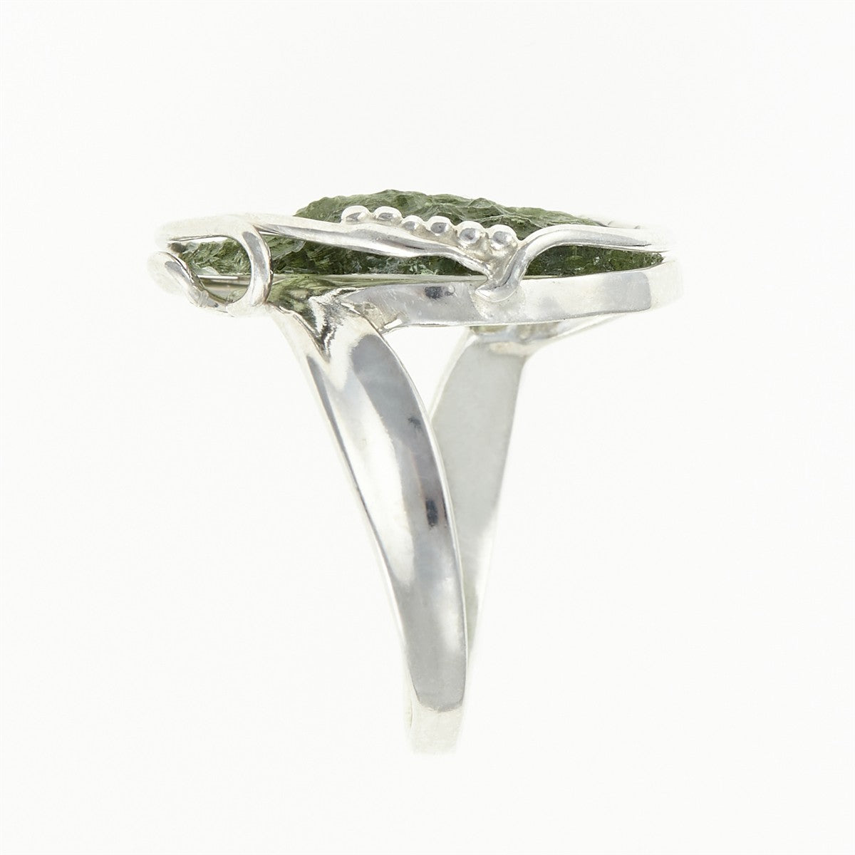 Silver ring with natural moldavite 26-130