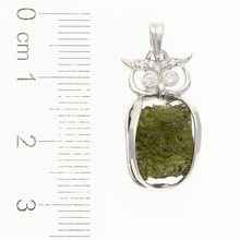 Ciondolo in argento con moldavite e zirconi - gufo 26-135A