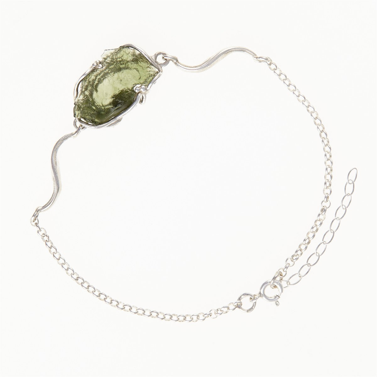 Silver bracelet with moldavite 26-140