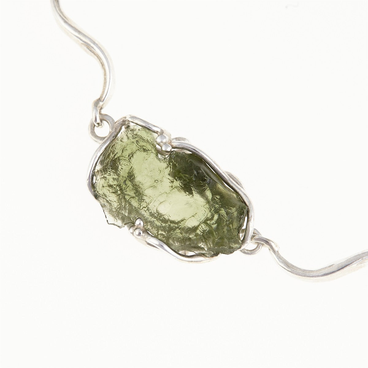 Silver bracelet with moldavite 26-140