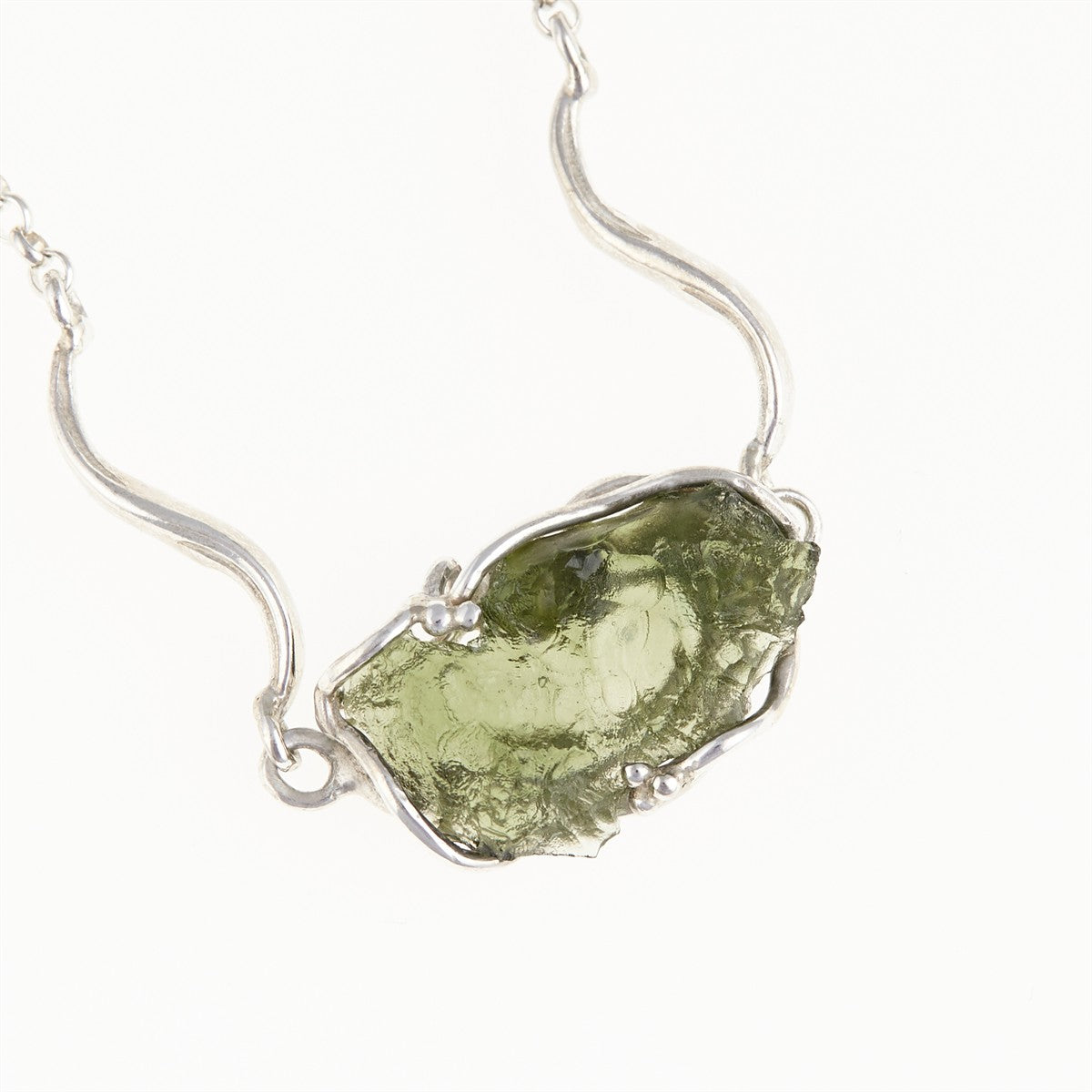 Silver bracelet with moldavite 26-140