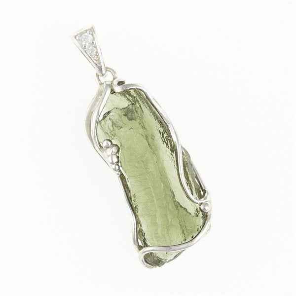Ciondolo in argento con moldavite e zirconi 26-192
